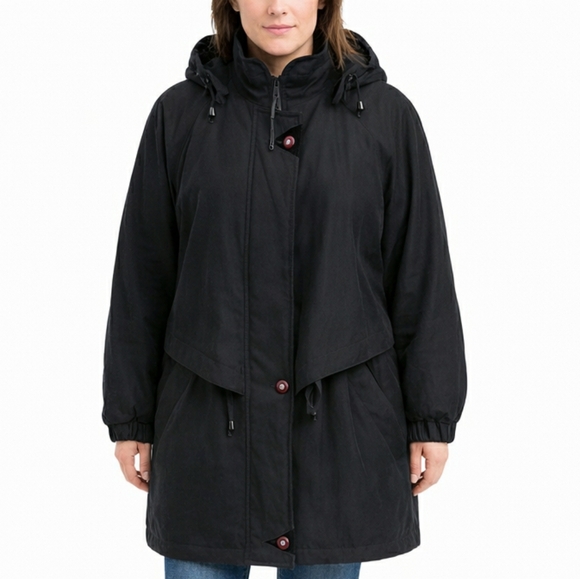 Izzi Jackets & Blazers - IZZI OUTERWEAR Insulated Winter Coat Hood Toggle Drawstrings Zipper Black Size L